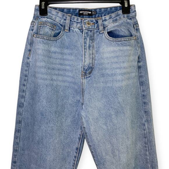 PrettyLittleThing Women’s Petite US 6 Blue Denim Straight Leg Distressed Jeans - Picture 3 of 6